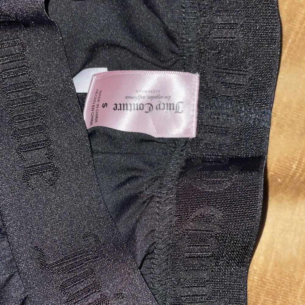 Juicy Couture Black Rhinestone Booty Silk Sleep Shorts Women’s Boxers Night Punk - Picture 3 of 5